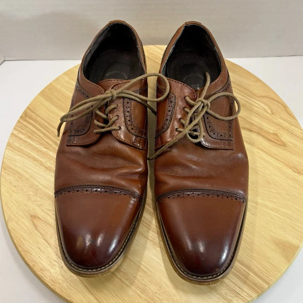 Stacy Adams Dickinson Cap Toe Oxford Cognac Leather Men's Size 9 M 25066-221